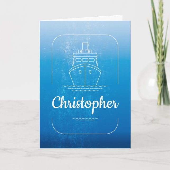 Carte Groomsman Wedding Party Nautical Cruise Ship (Devant)