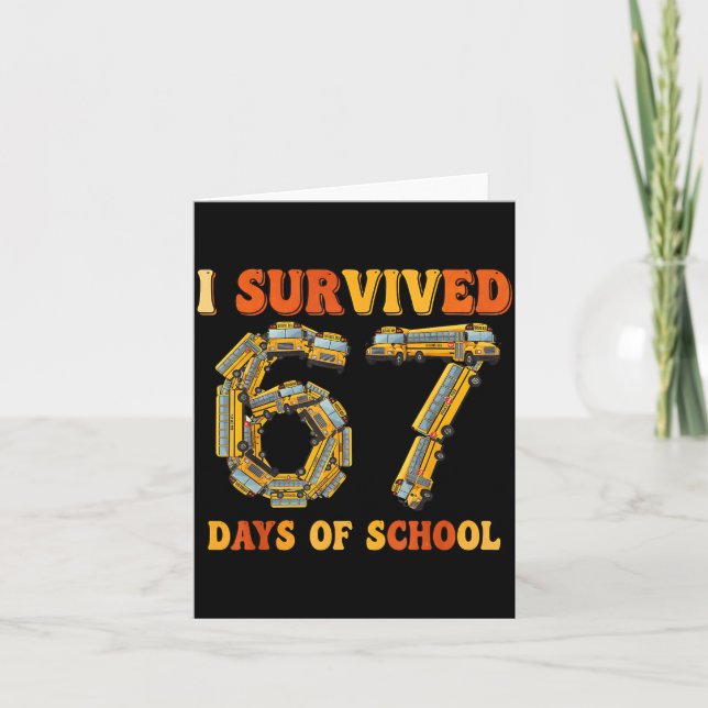 Carte Groovy I Survived 67 Days Of School Funny 67 Meme  (Devant)