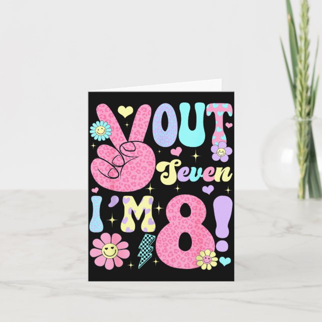 Carte Groovy Peace Out Seven I'm 8 Years Old 8th Birthda (Devant)