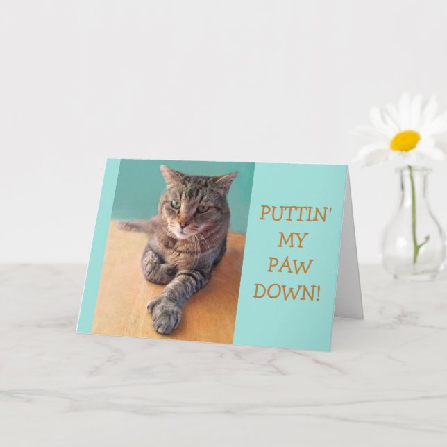 Carte Gros Chat Paw Anniversaire (Petite plante)