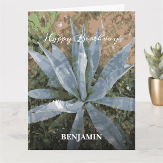 Carte Gros Joyeux Anniversaire Hommes Aquarelle Plantes 