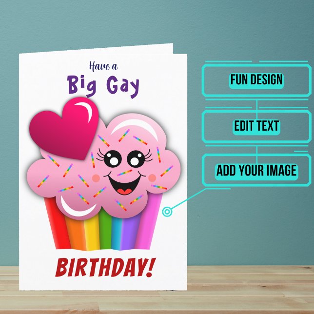 Carte Grosse Pâtisserie Gay Anniversaire (Wish a very Happy Birth - gay to your favorite human with this LGBTQ+ inspired birthday card. )
