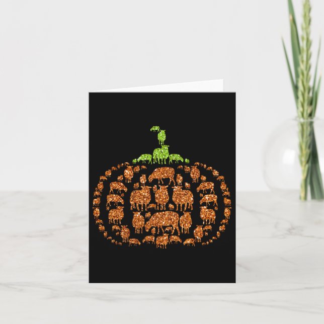 Carte Group Sheeps Citrouille forme mûre Halloween Thank (Devant)
