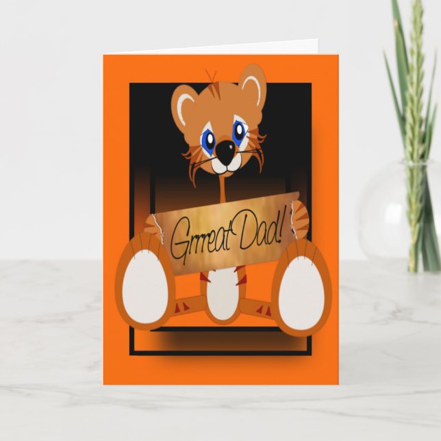 Carte Grreat Dad mignonne Fête des pères tigre (Devant)