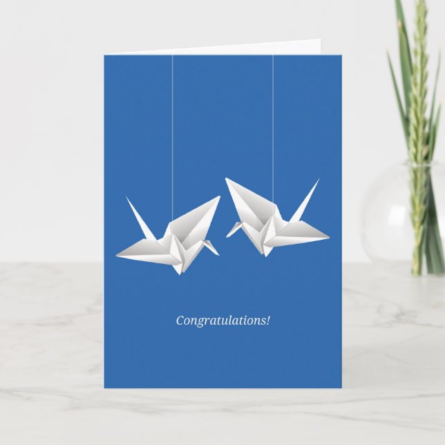 Carte Grues d'origami épousant des félicitations (Devant)