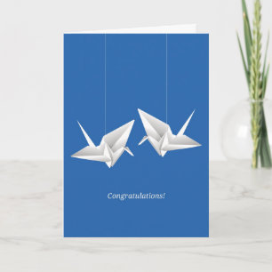 Carte Grues d'origami épousant des félicitations