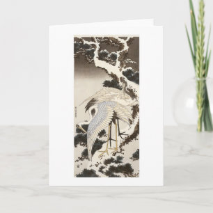 Carte Grues sur un arbre à pins, Hokusai, 1832