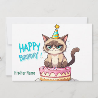 Carte Grumpy Cat sur gâteau