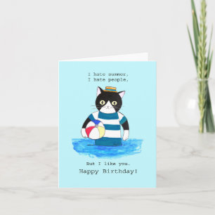 Carte Grumpy Chat Je déteste Summer Je déteste l'anniver