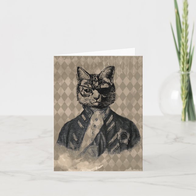 Carte Grunge de chat de harlequin (Devant)