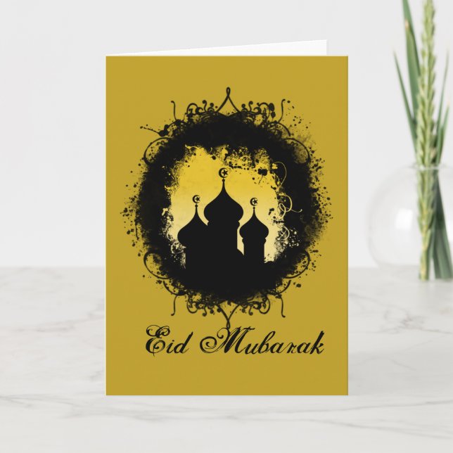 Carte Grunge Goth Gold et Black Ramadan Mosque (Devant)
