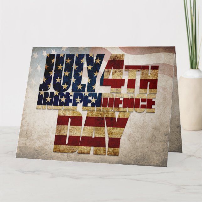 Carte Grunge USA juillet 4 Juillet Indépendance Graphiqu (Devant)