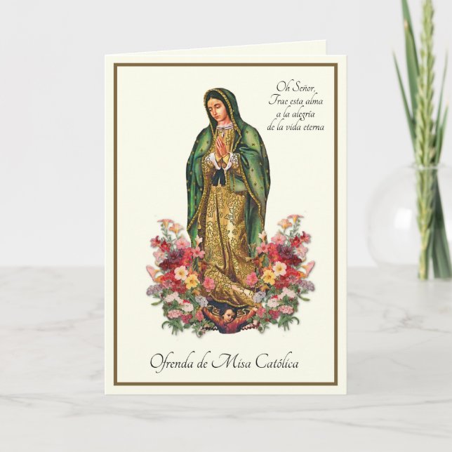 Carte Guadalupe Messe de Sympathie espagnole Offrant la  (Devant)