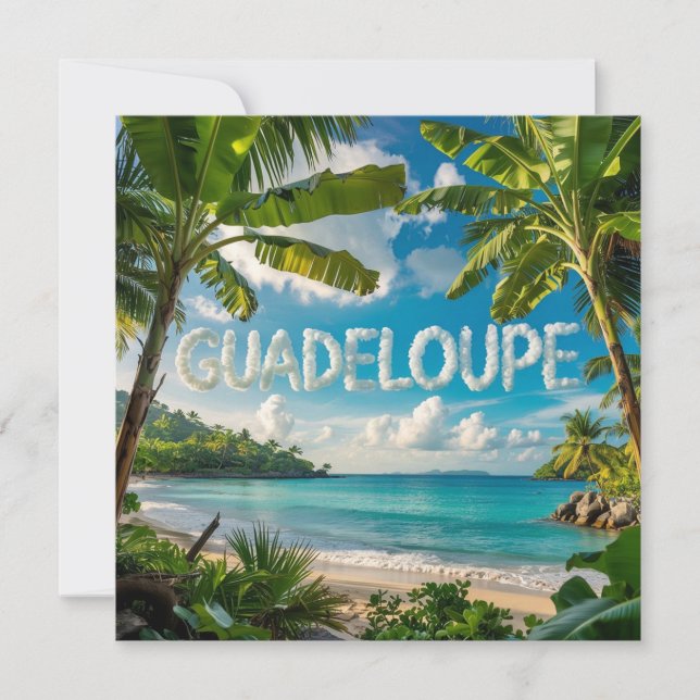 Carte Guadeloupe Tropicale Paysage Caraïbes Aquarelle (Devant)