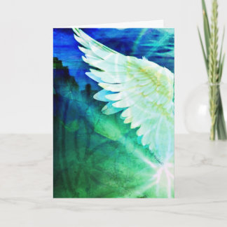 Carte Guardian Angel Blue Green Wing – Blank Greeting