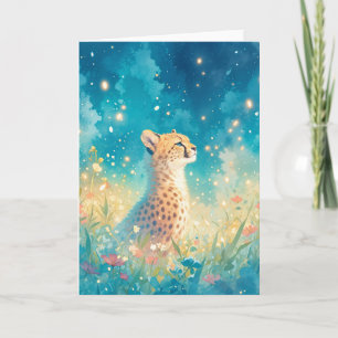 Carte Guépard époustouflant parmi les fleurs sauvages