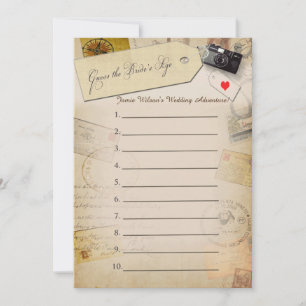 Carte Guess the Bride's Age Travel Shower jeu