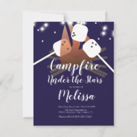 Guimauves de feu de camp étoiles camping fête en p