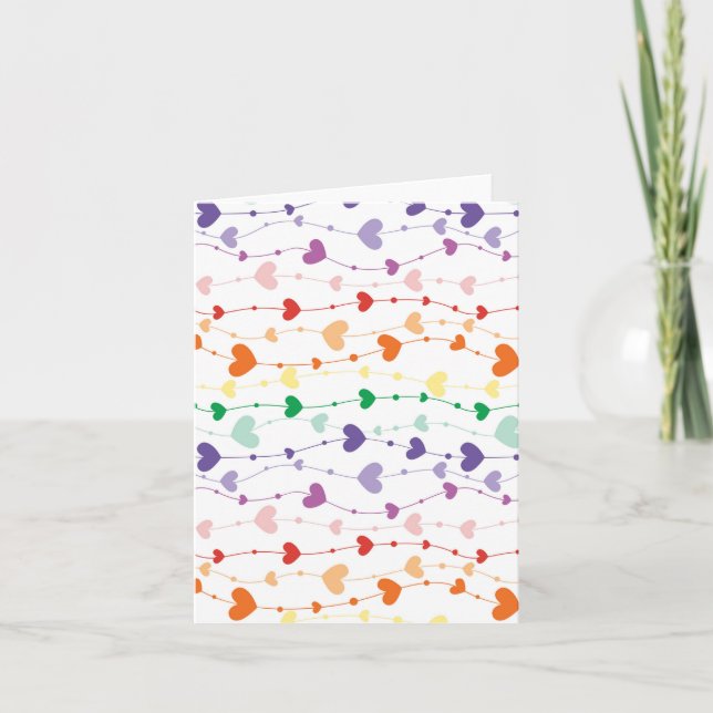 Carte Guirlande de cœurs arc-en-ciel motif chaînes d'amo (Devant)