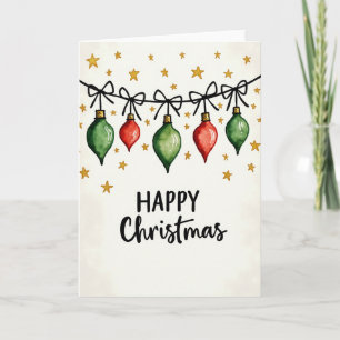 Carte Guirlande de Noël à boules en aquarelle