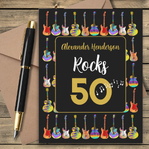 Carte Guitar Rocks 50 50e anniversaire Personnalisé