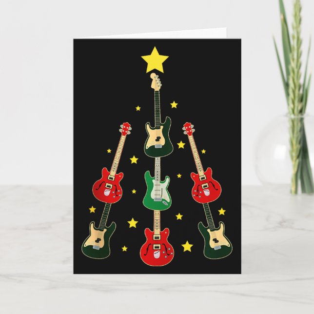 Carte Guitar Xmas Tree Musical Guitar Lovers Guitarist C (Devant)