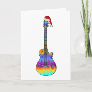 Carte Guitare de Noël cool Psychédélique