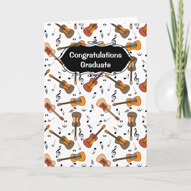 Carte Guitare Music Notes Motif Graduation Card (Devant)