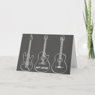 Carte Guitare trio rétro grunge musique anniversaire