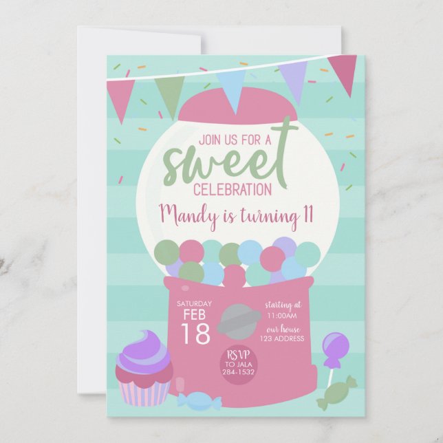 Carte GumballSweet Celebration Anniversaire Fête Invitat (Devant)