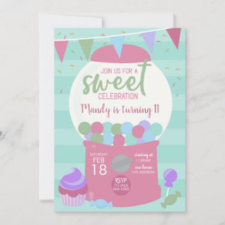 Carte GumballSweet Celebration Anniversaire Fête Invitat