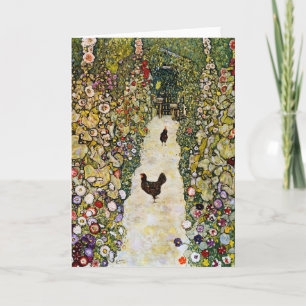 Carte Gustav Klimt - Chemin du jardin avec poulets