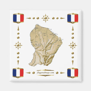 Carte Guyane + Magnet des drapeaux