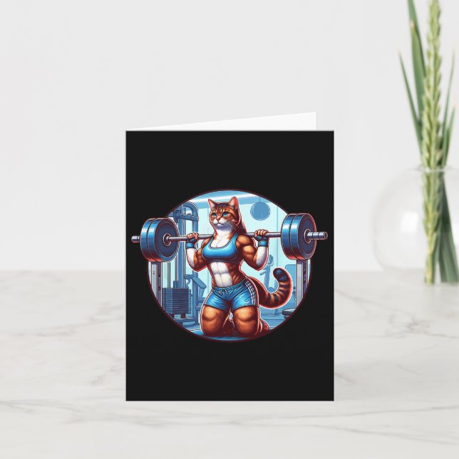 Carte Gym Muscle Girl Avec Barbell Power Beauté Bodybu (Devant)