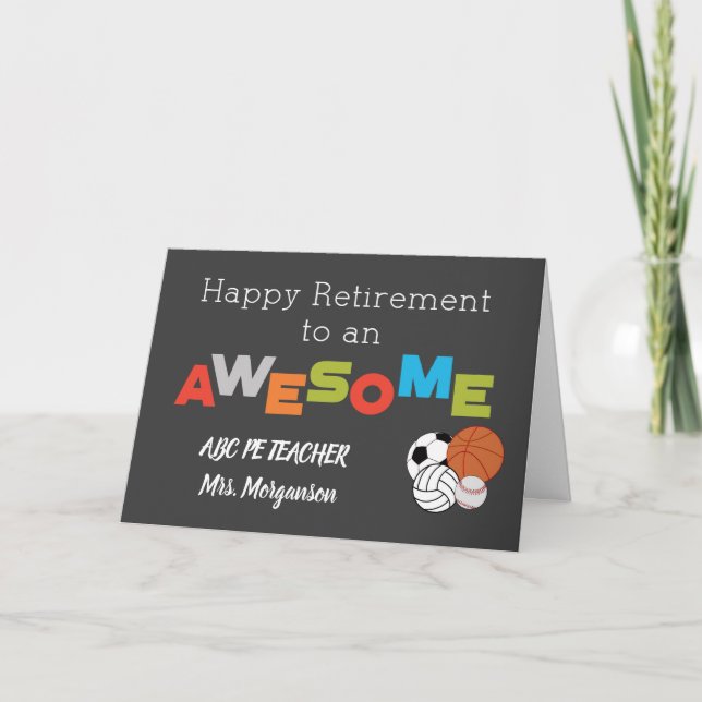 Carte Gym Teacher Retraite Balls Une Personnaliser stupé (Devant)