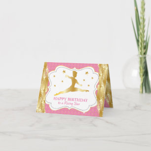 Carte Gymnaste Pink Gold Girl heureux voeux d'anniversai