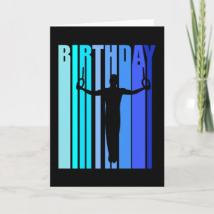 Carte Gymnastics Birthday Male Gymnast Retro Style Rings
