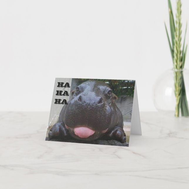 Carte HA HA HA DIT HIPPO BÉBÉ SUR VOTRE **60ème annivers (Devant)