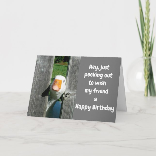 CARTE HAHA DUCKIE DIT "HEUREUX ANNIVERSAIRE" AMI (Devant)