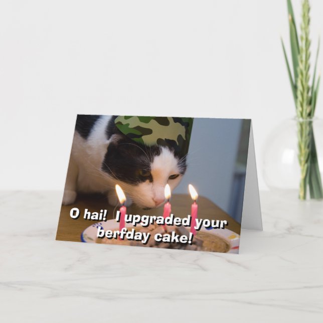 Carte Hai d'O !  J'ai amélioré votre gâteau berfday (Devant)
