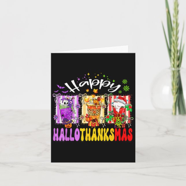 Carte Hallothanksmas Coffee Latte Halloween Thanksgiving (Devant)