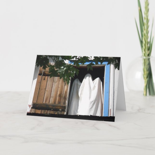 Carte Hallowe’en #1 "Fantôme de magasin de cuir" (Devant)