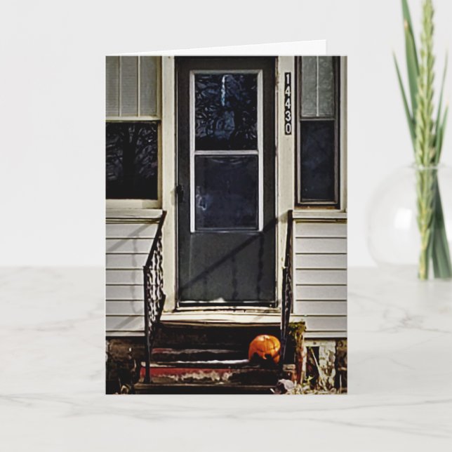 Carte Hallowe’en "Citrouille cabré" (Devant)