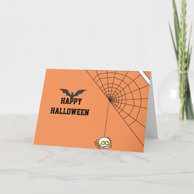 Carte Halloween 2020 heureux avec Black Bat et Spider we (Devant)