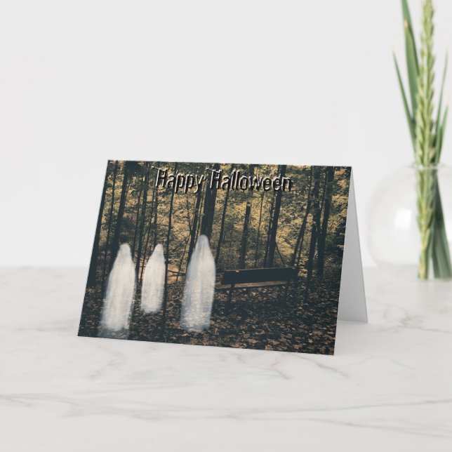 Carte Halloween 3 fantômes avec verset (Devant)