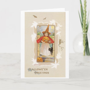Carte Halloween à l'ancienne, sorcière