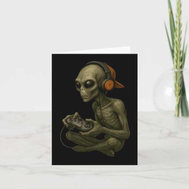 Carte Halloween Alien Gamer Vidéo Jeu Garçons Hommes Enf (Devant)