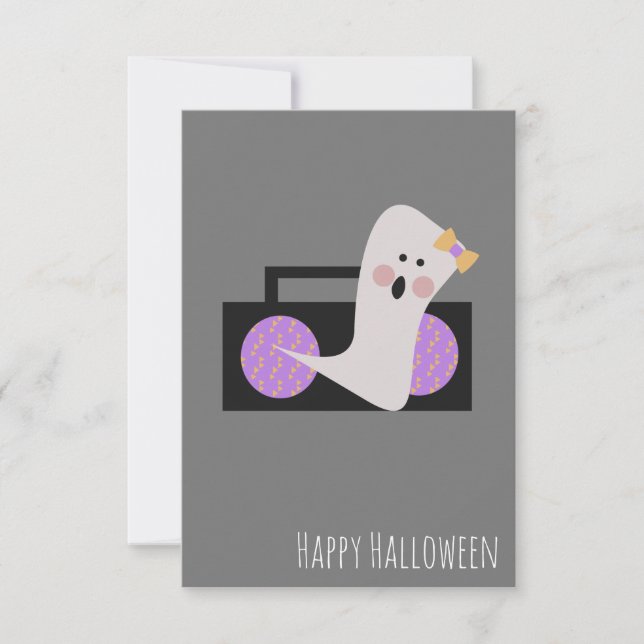 Carte Halloween Anniversaire Fantôme Radio Musique Amate (Devant)