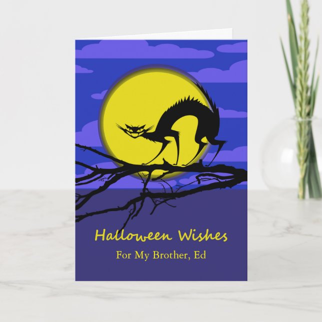 Carte Halloween avant personnalisé pour frère, chat sur  (Devant)
