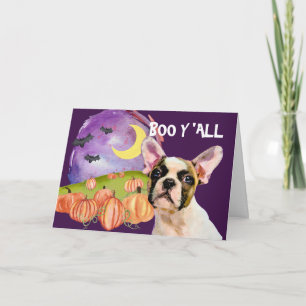 Carte Halloween avec un Bouledogue Français effrayant